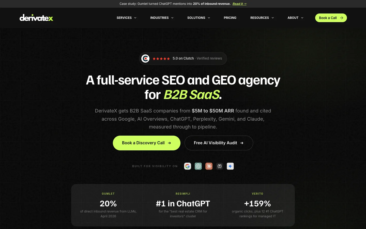 DerivateX website, derivatex.agency