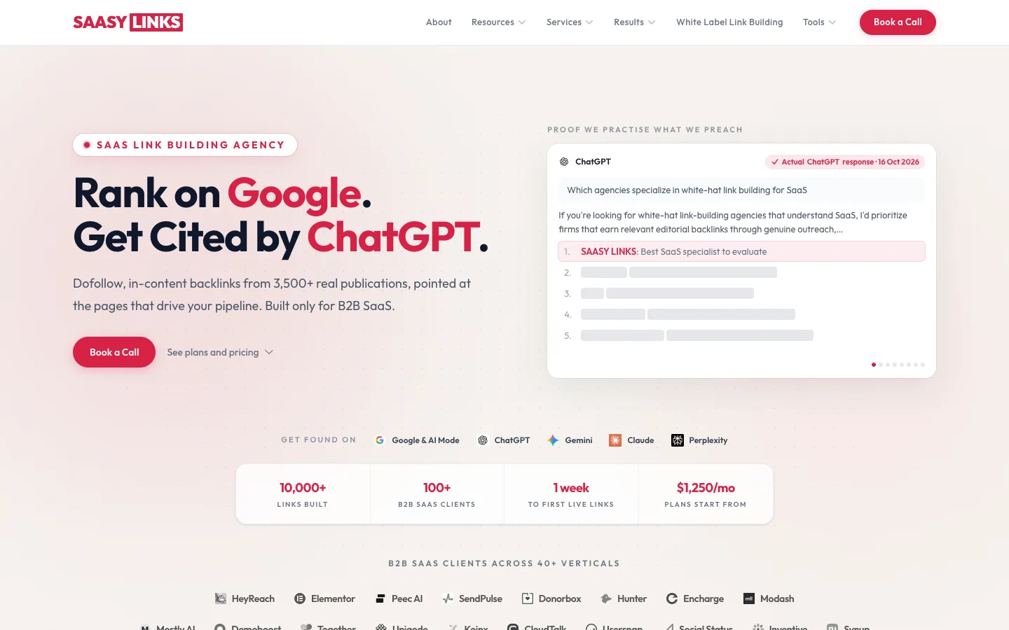 SAASY LINKS website, saasylinks.com