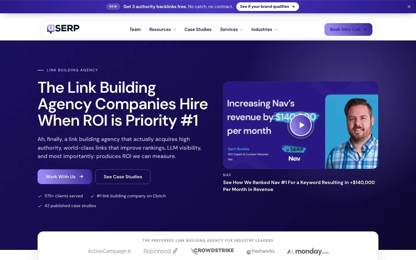 uSERP website, userp.io